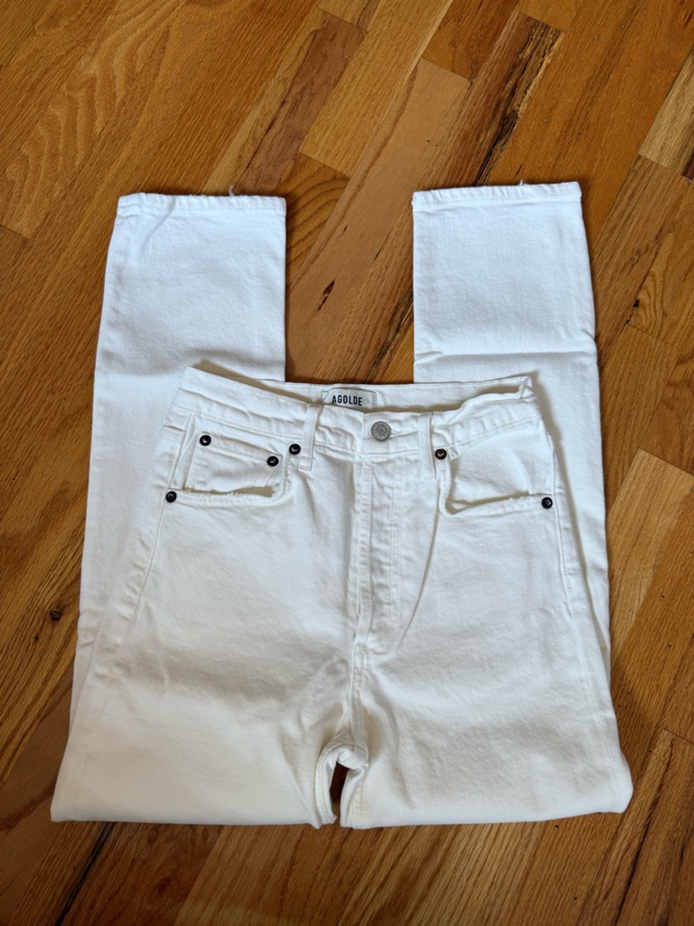 Agolde Women's White High-Rise Jeans straight leg